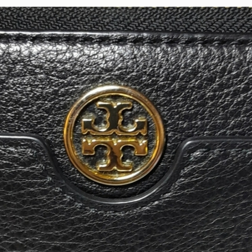 TORY BURCH Black Leather Zip Around Wallet LANDON CONTINENTAL - Picture 7 of 12
